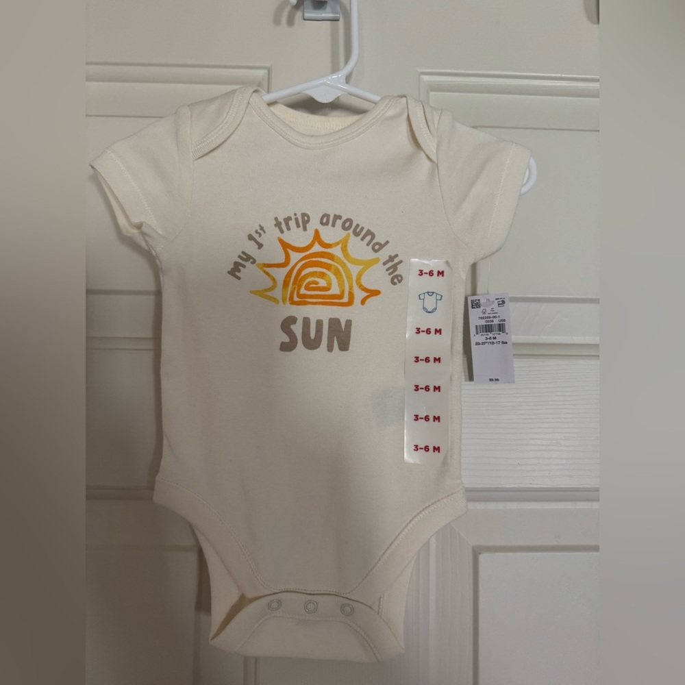 NWT - Floral Baby Romper/ Ivory Onesie w Logo/ Yellow Swimsuit - All are 3-6mths - Picture 10 of 13